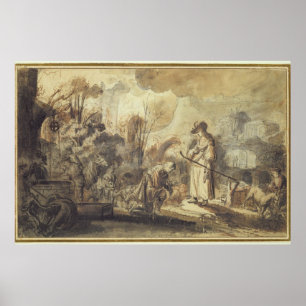 Pôster Eliezer e Rebecca no poço