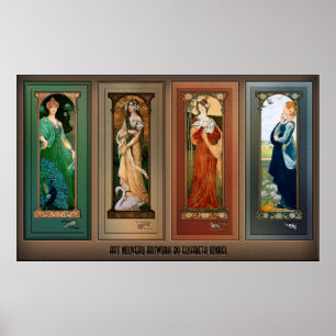 Poster Élisabeth Sonrel Art Nouveau Maiden Bird Series
