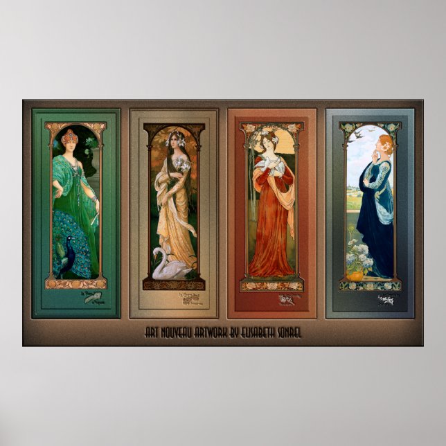Poster Élisabeth Sonrel Art Nouveau Maiden Bird Series (Frente)