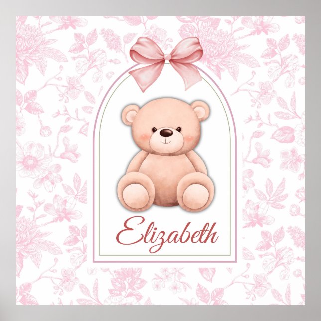 Poster Elizabeth | Design de Enfermeiro de Urso Rosa Pers (Frente)