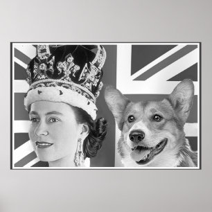 Pôster Elizabeth II nova e seu Corgi