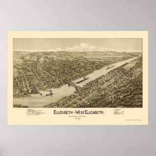 Pôster Elizabeth, mapa panorâmico do PA - 1897