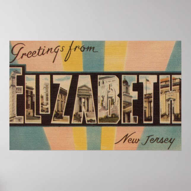 Poster Elizabeth, Nova Jersey - Cenas com Letras Grandes (Frente)