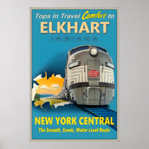 Poster Elkhart Indiana New York Central Railroad Tops em