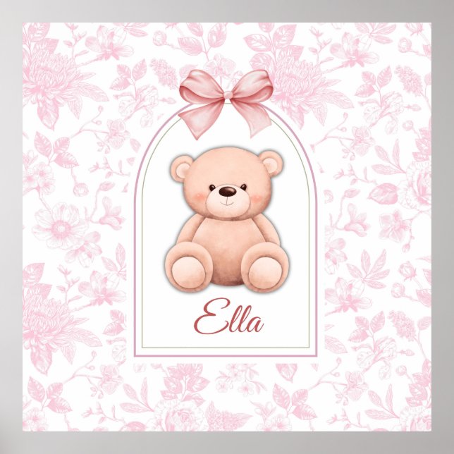 Poster Ella | Design de Enfermeiro de Urso Rosa Personali (Frente)