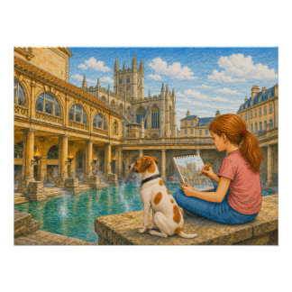 Pôster Ella e Bella visitam as Termas Romanas em Bath