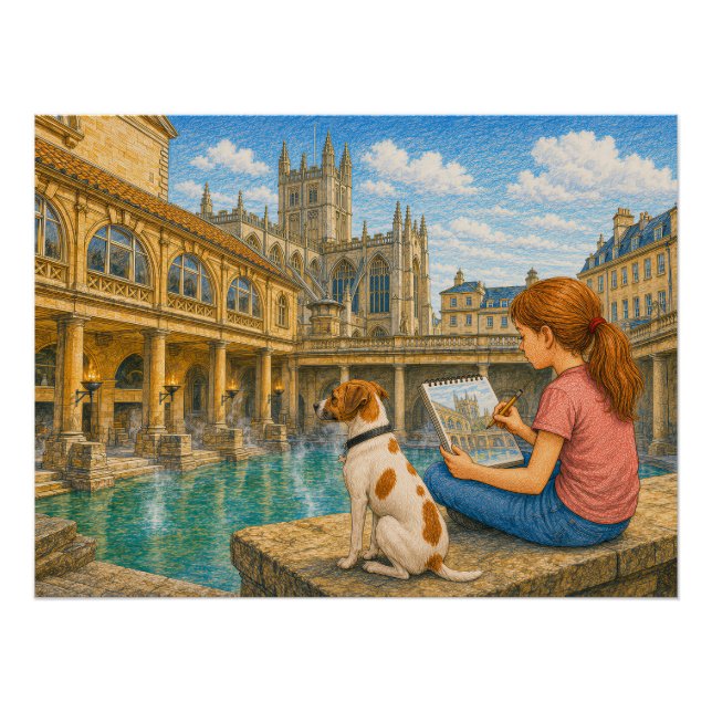 Pôster Ella e Bella visitam as Termas Romanas em Bath (Frente)