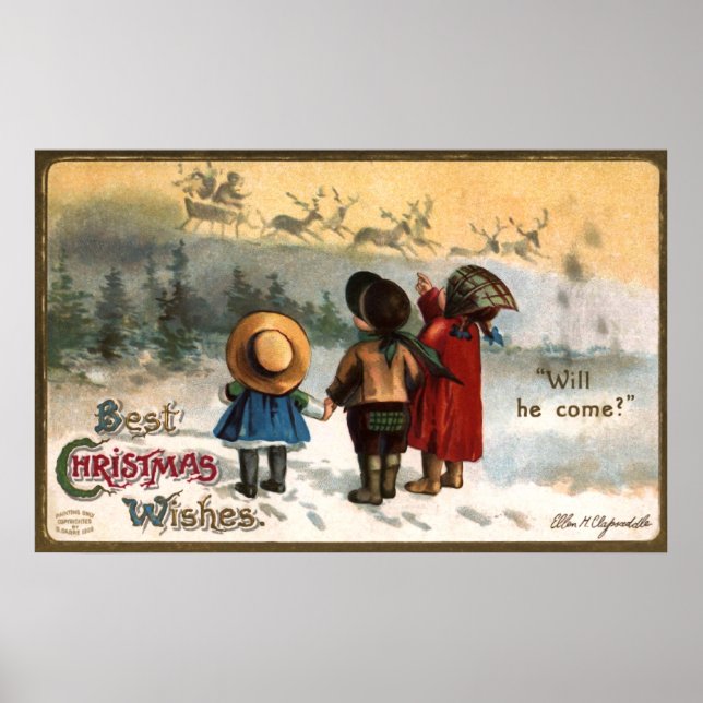 Poster Ellen H. Clapsaddle: Ele virá? (Frente)