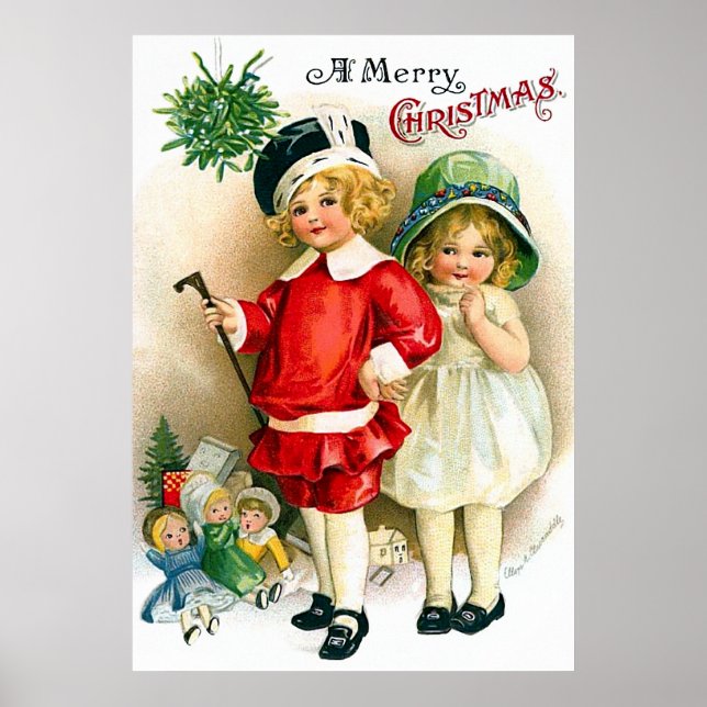 Poster Ellen H. Clapsaddle: Garota e Garota com Brinquedo (Frente)