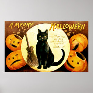 Pôster Ellen H. Clapsaddle: Gato Halloween