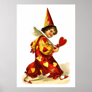 Pôster Ellen H. Clapsaddle: Harlequin com coração