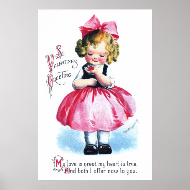 Pôster Ellen H. Clapsaddle: Rapariga com Coração (Frente)