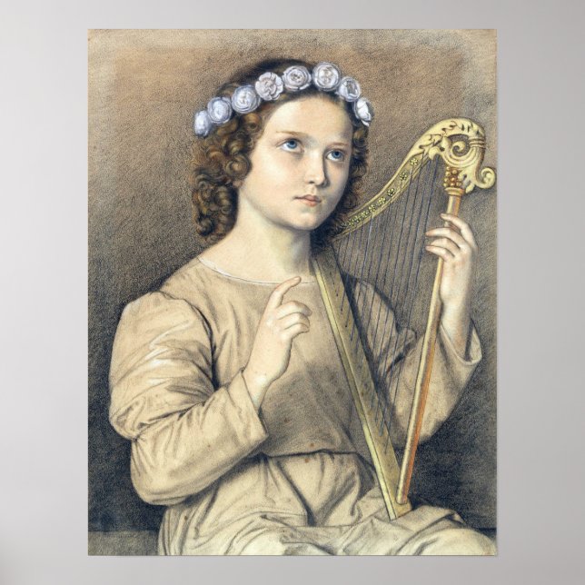 Poster Ellenrieder - Menina Florida Com Harpa (Frente)