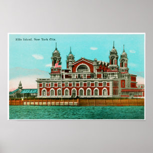 Poster Ellis Island do vintage, Nova Iorque