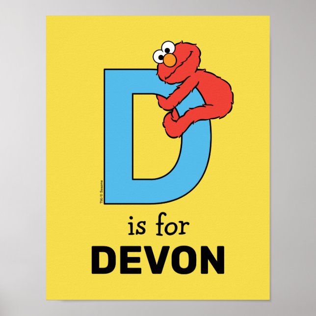 Poster Elmo Alphabet | D Azul (Frente)