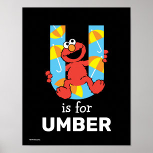 Poster Elmo Alphabet U Guarda-chuva