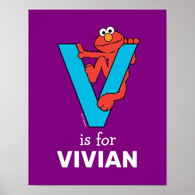 Poster Elmo Alphabet | V Azul (Frente)