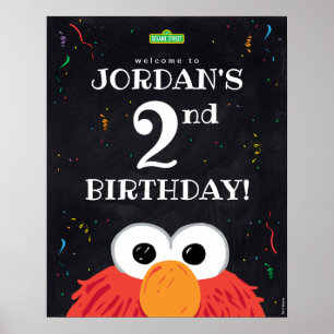 Poster Elmo Cartaz de Boas-Vindas de 2º Aniversário