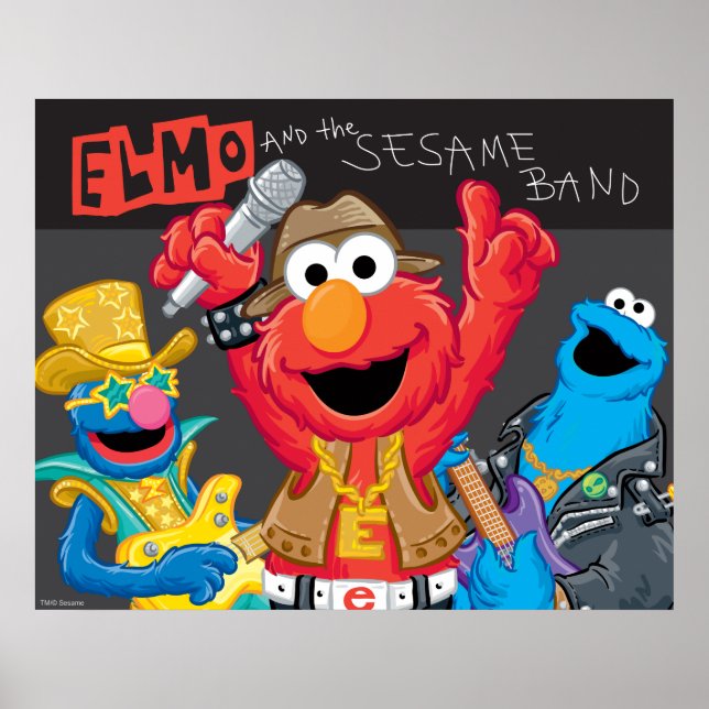 Pôster Elmo e o Sesame Banda Rock (Frente)
