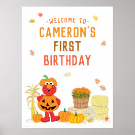 Poster Elmo Fall Pumpkin Primeiro Sinal de Boas-vindas de