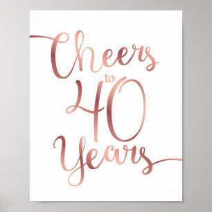 Poster ELOGIOS Dourados cor-de-rosa do chique a 40 ANOS