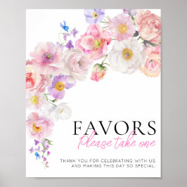 Poster Eloise Pink Floral Favor Sinal