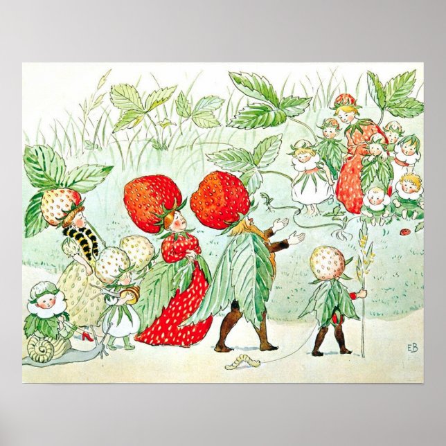 Poster Elsa Beskow Rei e Rainha do Morango (Frente)