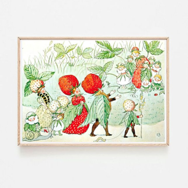 Poster Elsa Beskow Strawberry King e Queen (Criador carregado)