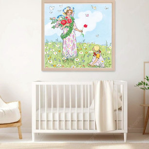 Poster Elsa Beskow Vintage Fada do Solstício de Verão & M