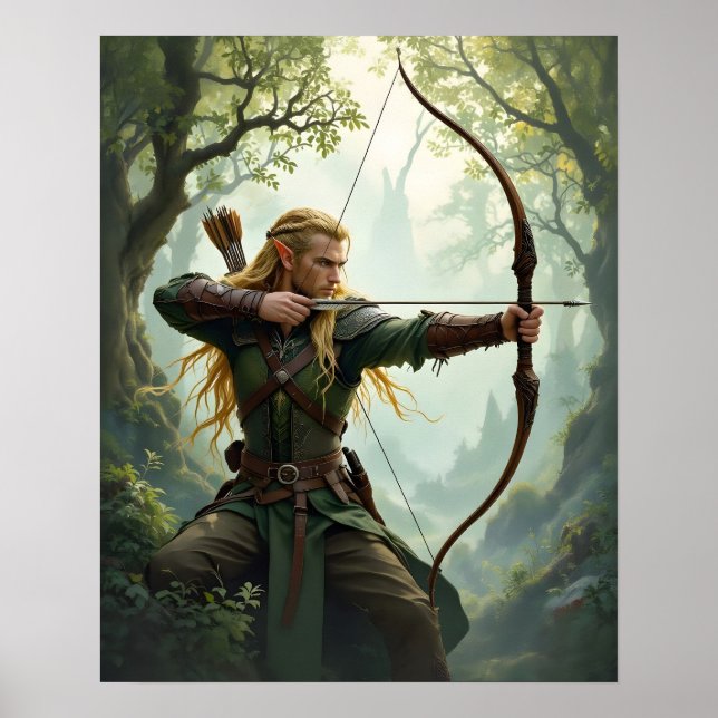 Poster Elven Archer do Parque Woodland (Frente)