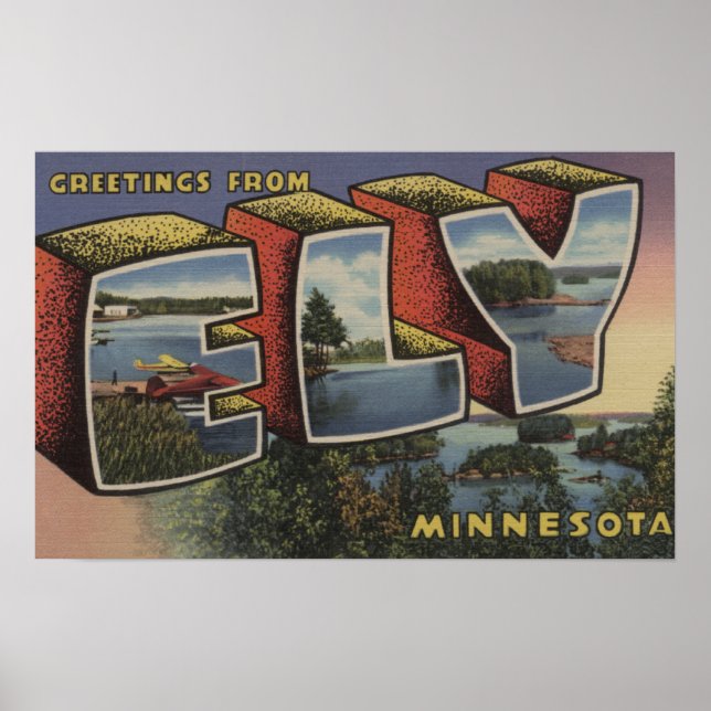 Pôster Ely, MinnesotaLarge - Letra ScenesEly, MN (Frente)
