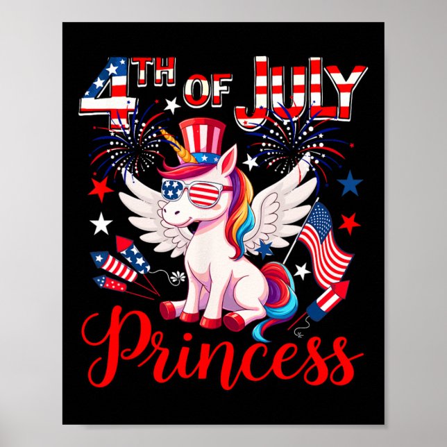Poster Em 4 De Julho, Príncipe Cute Unicorn Estigia Sinal (Frente)