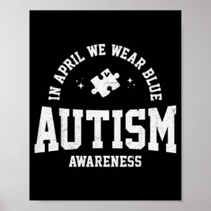 Poster em abril Usamos Azul Conscientização do Autismo Pu