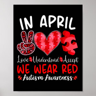 Poster Em Abril Usamos Vermelho Conscientização do Autism