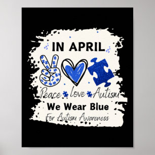 Poster Em Abril, Vestimos Azul Para Sensibilização Autist