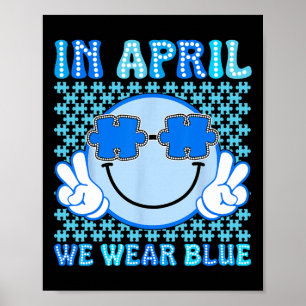 Poster Em abril Vestimos Blue Autism Awarness Quebra-cabe