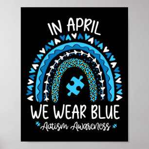Poster Em abril Vestimos Blue Rainbow Autism Awarness Mon