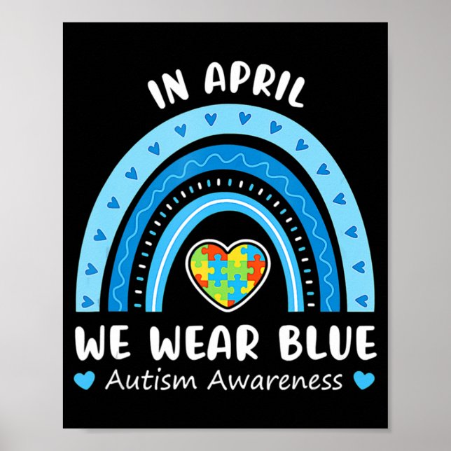 Poster Em abril, Vestimos o Blue Rainbow Autismo Sensibil (Frente)