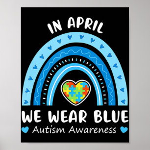 Poster Em abril, Vestimos o Blue Rainbow Autismo Sensibil