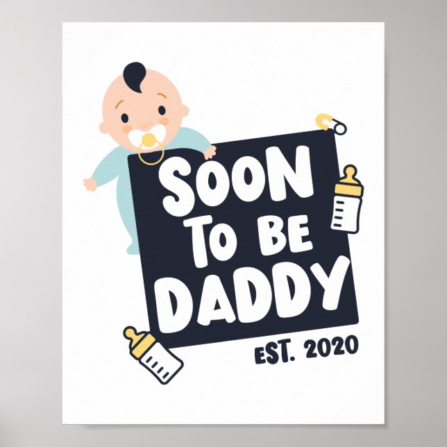 Poster Em Breve Ser Pai 2020 Pai De Ser Anúncio De Bebê (Frente)