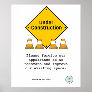 Poster Em Construção com Renovação Personalizada Cones