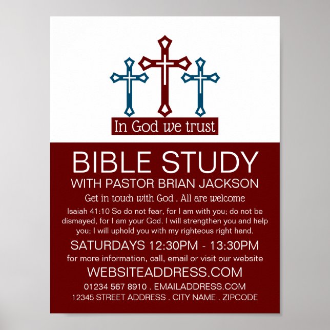 Poster Em Deus, Confiamos, Crucifix, Classe de Bíblia Cri (Frente)