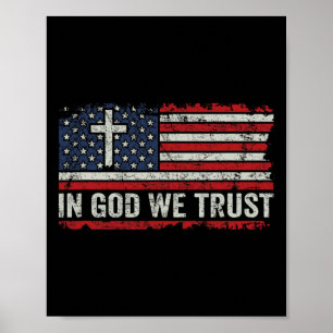 Poster Em Deus Confiamos - Cruz da Bandeira Vintage EUA P