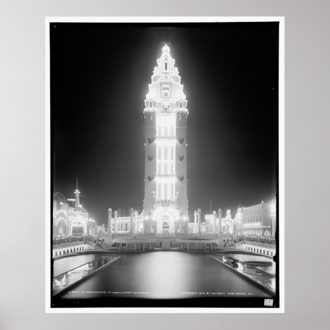 Pôster Em Dreamland à noite, Coney Island, N.Y. c1905 (Frente)