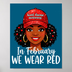 Poster Em fevereiro usamos vermelho conscientização da sa