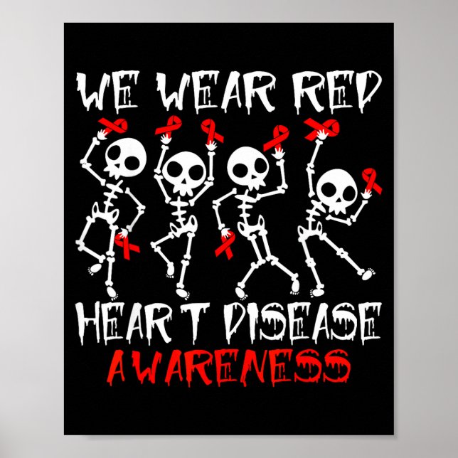 Poster Em Fevereiro Usamos Vermelho Doença Cardíaca Esque (Frente)