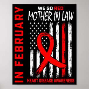 Poster Em Fevereiro Use Vermelho Mãe Sogra Doença Cardíac