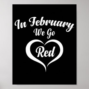 Poster Em Fevereiro Vamos Vermelho Conscientização sobre
