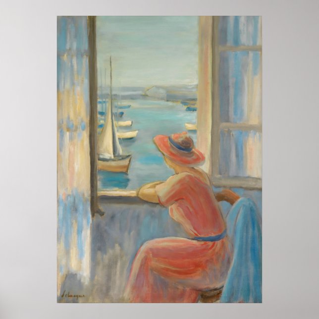 Poster Em frente à janela por Henri Lebasque (Frente)