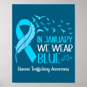 Poster Em janeiro azul use fita azul de tráfico de seres